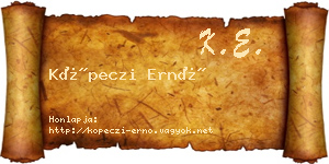 Köpeczi Ernő névjegykártya